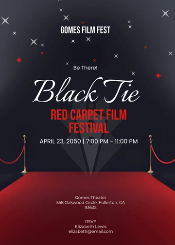 Black Tie Red Carpet Invitation Template - Edit Online & Download