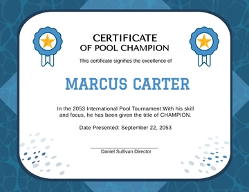 Pool Tournament Champion Certificate Template - Edit Online & Download