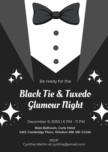 Black Tie and Tuxedo Invitation Template - Edit Online & Download