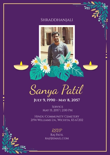Hindu Burial Invitation Template - Edit Online & Download