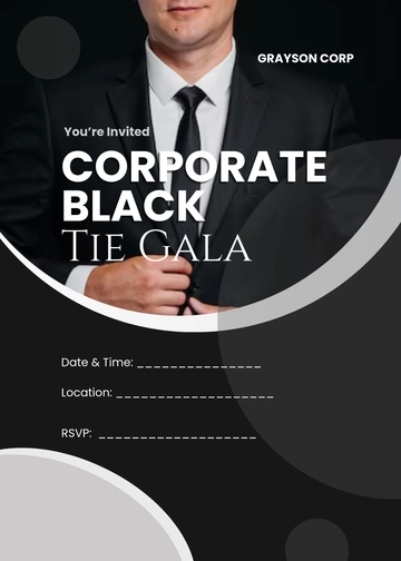 Blank Black Tie Corporate Invitation Template - Edit Online & Download