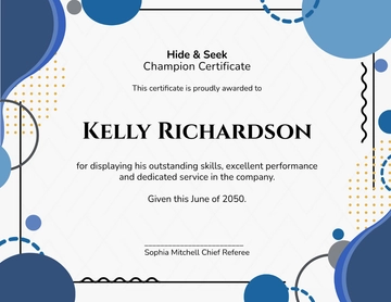Free Hide and Seek Champion Certificate Template to Edit Online