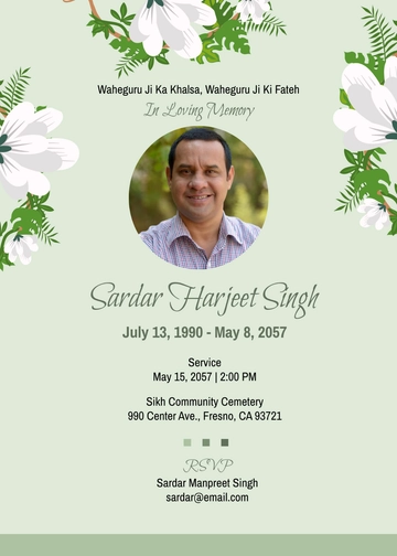 Simple Sikh Burial Invitation Template - Edit Online & Download
