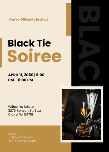 Black Tie Soiree Invitation Template - Edit Online & Download
