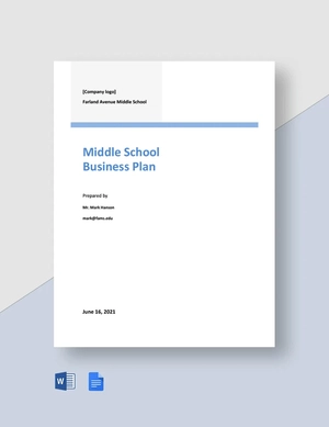 Middle School Business Plan Template