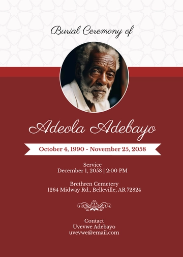 Modern Nigerian Burial Invitation Template - Edit Online & Download