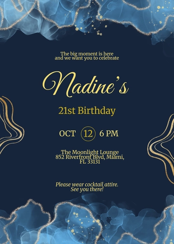 Stunning 21st Birthday Invitation Template - Edit Online & Download