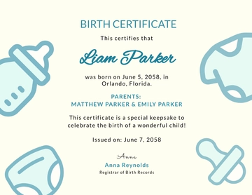 Aesthetic Birth Certificate for Kids Template - Edit Online & Download