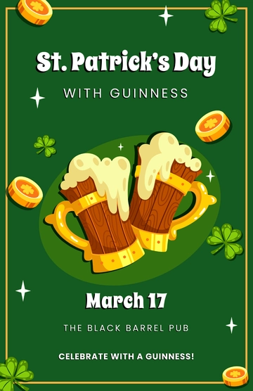 Guinness-Themed St. Patrick's Day Poster Template - Edit Online & Download
