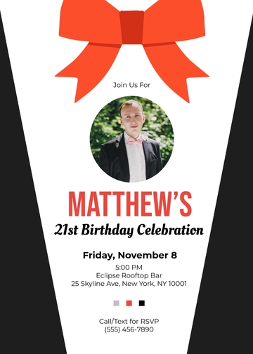 Unique 21st Birthday Invitation Template - Edit Online & Download