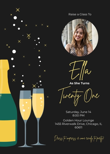 Golden Age 21st Birthday Invitation Template - Edit Online & Download
