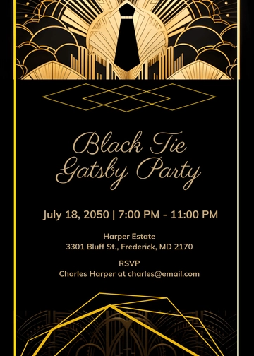 Gatsby Black Tie Invitation Template - Edit Online & Download