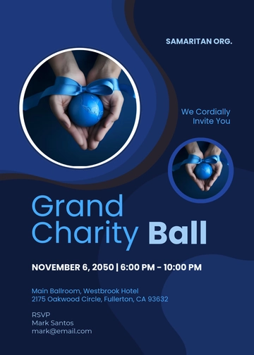 Dark Blue Charity Ball Invitation Template - Edit Online & Download