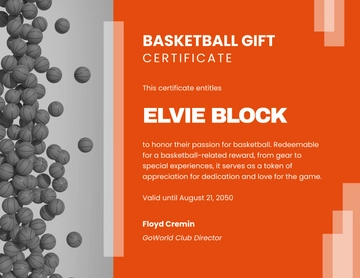 Aesthetic Basketball Gift Certificate Template - Edit Online & Download