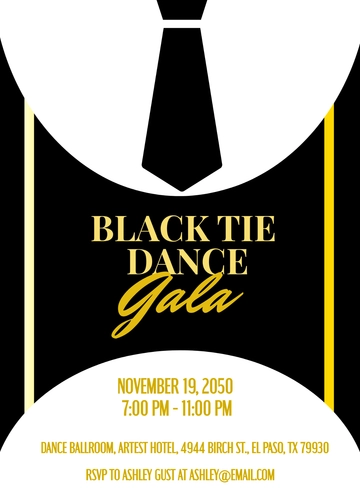 Professional Black Tie Dance Invitation Template - Edit Online & Download