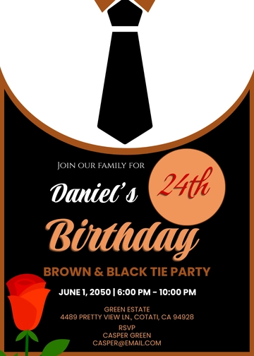 Brown and Black Tie Attire Invitation Template - Edit Online & Download
