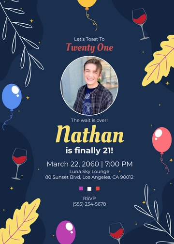 Colorful 21st Birthday Border Invitation Template - Edit Online & Download