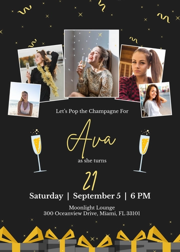 21st Birthday Photo Invitation Template - Edit Online & Download