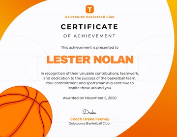 Simple Basketball Team Certificate Template - Edit Online & Download