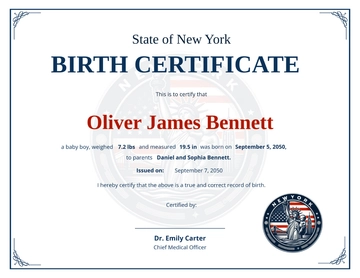 New York Birth Certificate Template - Edit Online & Download