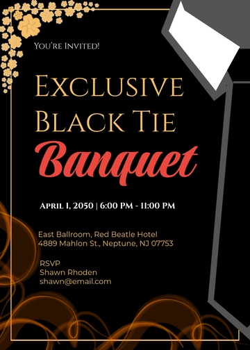Hollywood Black Tie Invitation Design Template - Edit Online & Download