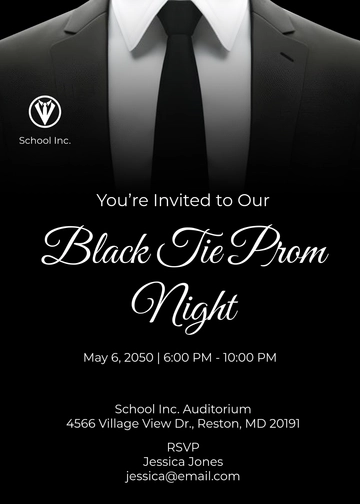 Black Tie Prom Invitation Template - Download | Template.net