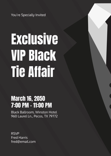 Formal Black Tie Affair Invitation Template - Edit Online & Download