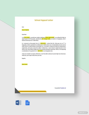 Sample School Appeal Letter