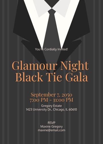 Elegant Black Tie Gala Invitation Template - Edit Online & Download