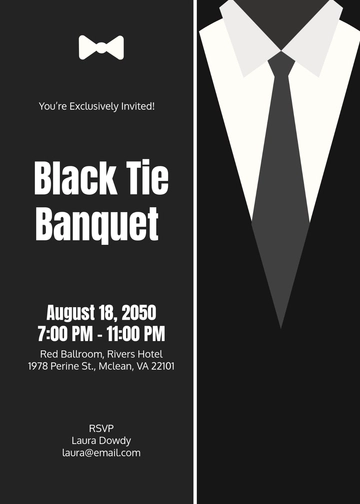 Modern Black Tie RSVP Invitation Template - Edit Online & Download