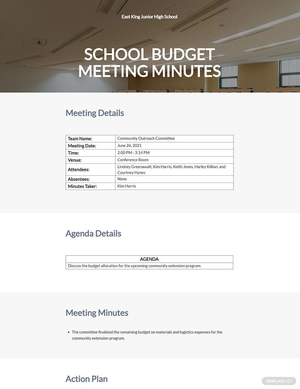School Budget Meeting Minutes Template