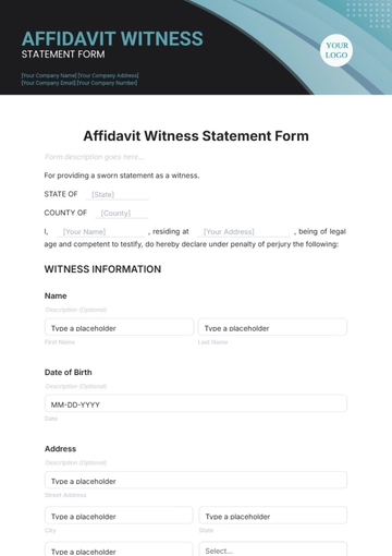 Affidavit Witness Statement Form Template - Edit Online & Download