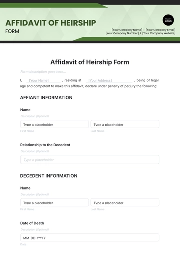 Affidavit of Heirship Form Template - Edit Online & Download