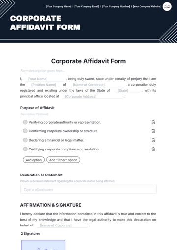 Corporate Affidavit Form Template - Edit Online & Download