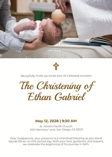 Christening Invitation for Godparents Template - Edit Online & Download