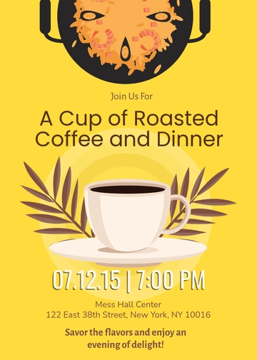 Yellow Coffee and Dinner Invitation Template - Edit Online & Download