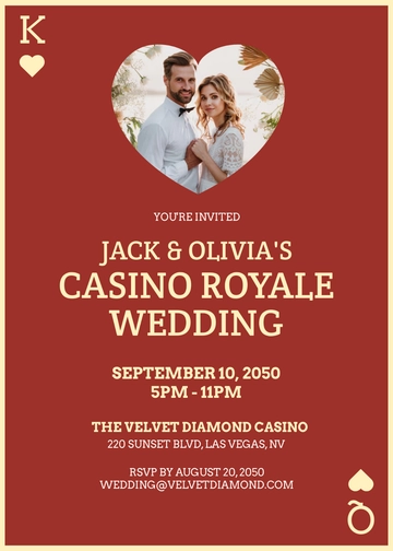 Simple Casino Wedding Invitation Template - Edit Online & Download