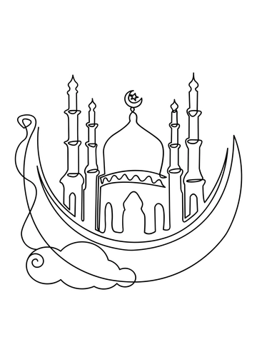 Islamic Ramadan Line Art Drawing Template - Edit Online & Download