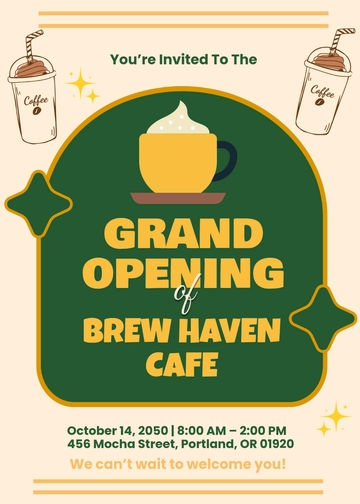 Coffee Shop Grand Opening Invitation Template - Edit Online & Download