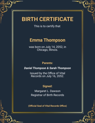 Birth Certificate with Gold Design Template - Download | Template.net