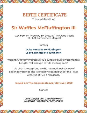 Fake Birth Certificate for Fun Template - Download | Template.net