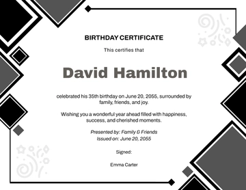 Black and White Birthday Certificate Template - Edit Online & Download