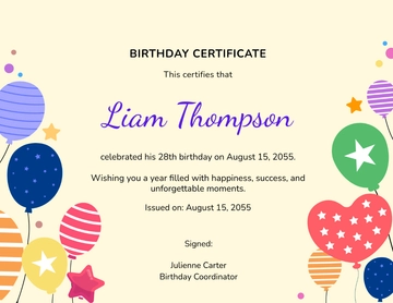 Minimalist Background Birthday Certificate Template - Edit Online & Download