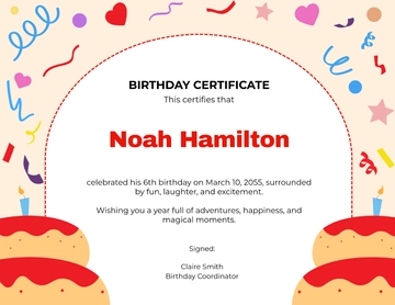 Modern Birthday Certificate for Kids Template - Edit Online & Download