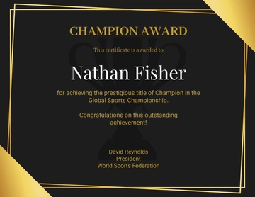 Gold Background Champion Certificate Template - Edit Online & Download
