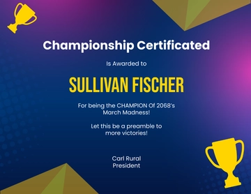 March Madness Champion Certificate Template - Edit Online & Download
