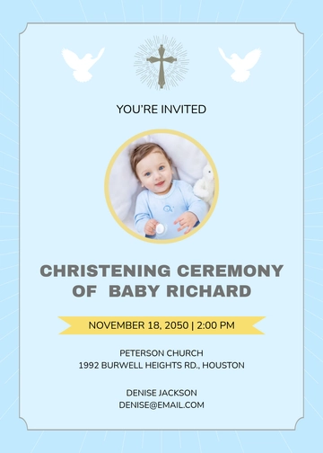 Professional Baby Boy Christening Invitation Template - Edit Online & Download