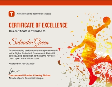 Digital Basketball Tournament Certificate Template - Edit Online & Download
