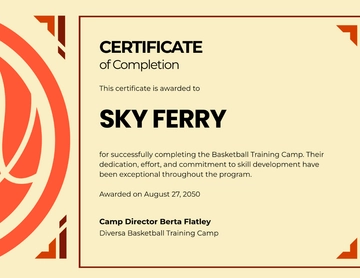 Personalized Basketball Camp Certificate Template - Edit Online & Download