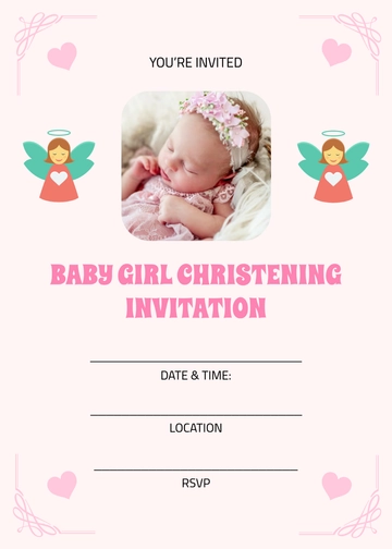 Blank Baby Girl Christening Invitation Template - Edit Online & Download
